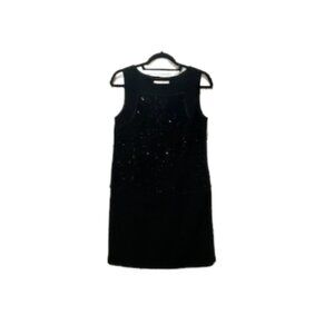 ANN TAYLOR LOFT Womens Size 4 Black Sleeveless & Sequin Sparkle Wool Blend Dress
